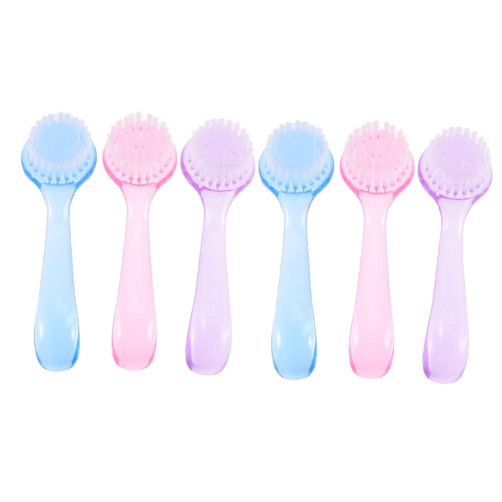 VINTORKY 6pcs Nail Brush for Facial Cleansing Makeup Removal and Nail Care Exfoliating Brushes with Designs for Cleaning of Face and
