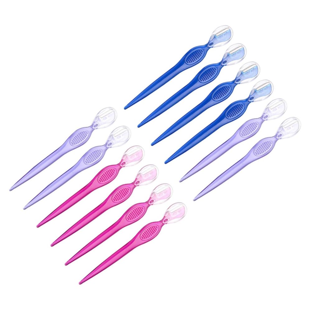 HONMEET 12pcs Portable Eyebrow Stainless Steel Blades Lightweight Eyebrow Trimmers for Women for Travel Daily Grooming Red