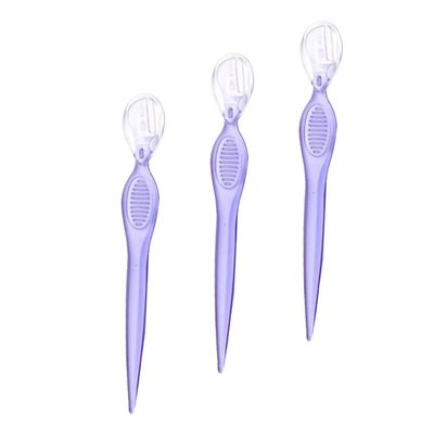 Mikinona 3pcs Stainless Steel Eyebrow Razors for Precise Shaping Lightweight Beauty Makeup Tools Purple for Travel and Easy Control