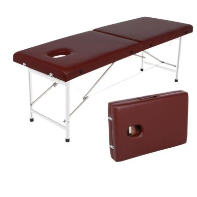 Massage Table 2 Fold Portable Lash Bed Fixed Height PU SPA Bed Salon Bed for Footmassage Facial CareSpa Tattoo(B,180 * 80 * 65CM)