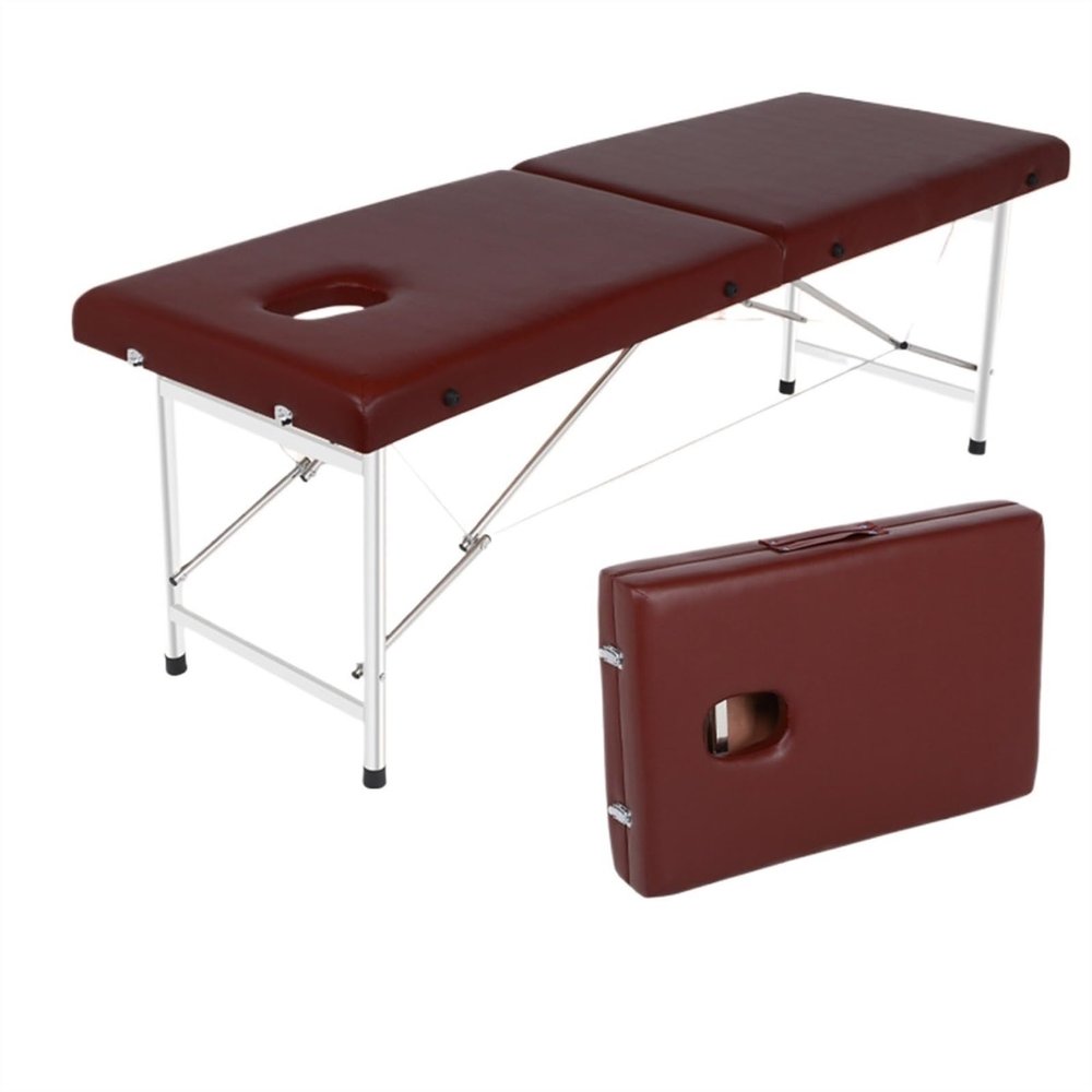 Massage Table 2 Fold Portable Lash Bed Fixed Height PU SPA Bed Salon Bed for Footmassage Facial CareSpa Tattoo(B,180 * 80 * 65CM)