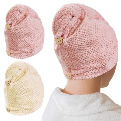 HFZRZFH 2 Pack Microfiber Hair Towel Wrap for Women, Super Absorbent & Fast Drying Hair Turban with Pineapple Plaid Weave, Anti-Frizz Head Wraps for Curly, Long & Thick Hair - Pink & Beige