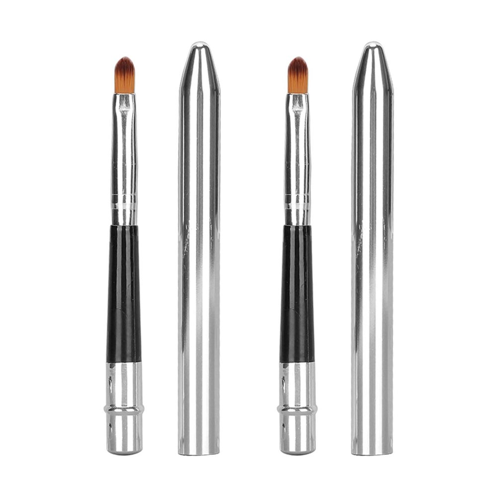 2pcs Lip Brush Ergonomic Retractable Seal Design Small Easy Cleaning Single Head Aluminum Tube Lipstick Brush Lip Brush Makeup and Beauty Tools