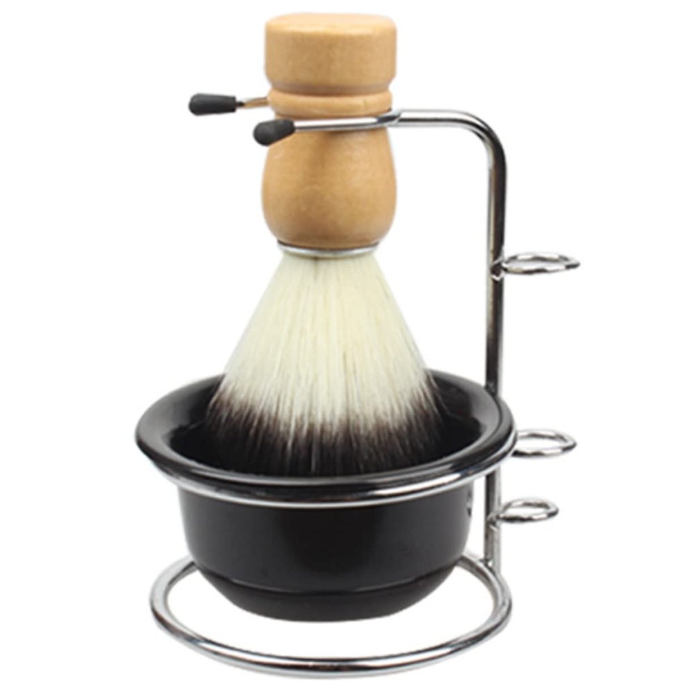 OHPHCALL 1set Shaving Kit Stainless Steel Holder Soap Bowl Soft Brush for Comfortable Grooming Shaving Accessories for Father Day Birthdays Special Occasions