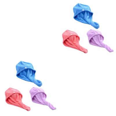 Baluue 6pcs Microfiber Hair Towel Wraps Ultra Absorbent Drying Turbans for Quick Hair Drying Soft Coral Shower Caps for Daily Use and Travel