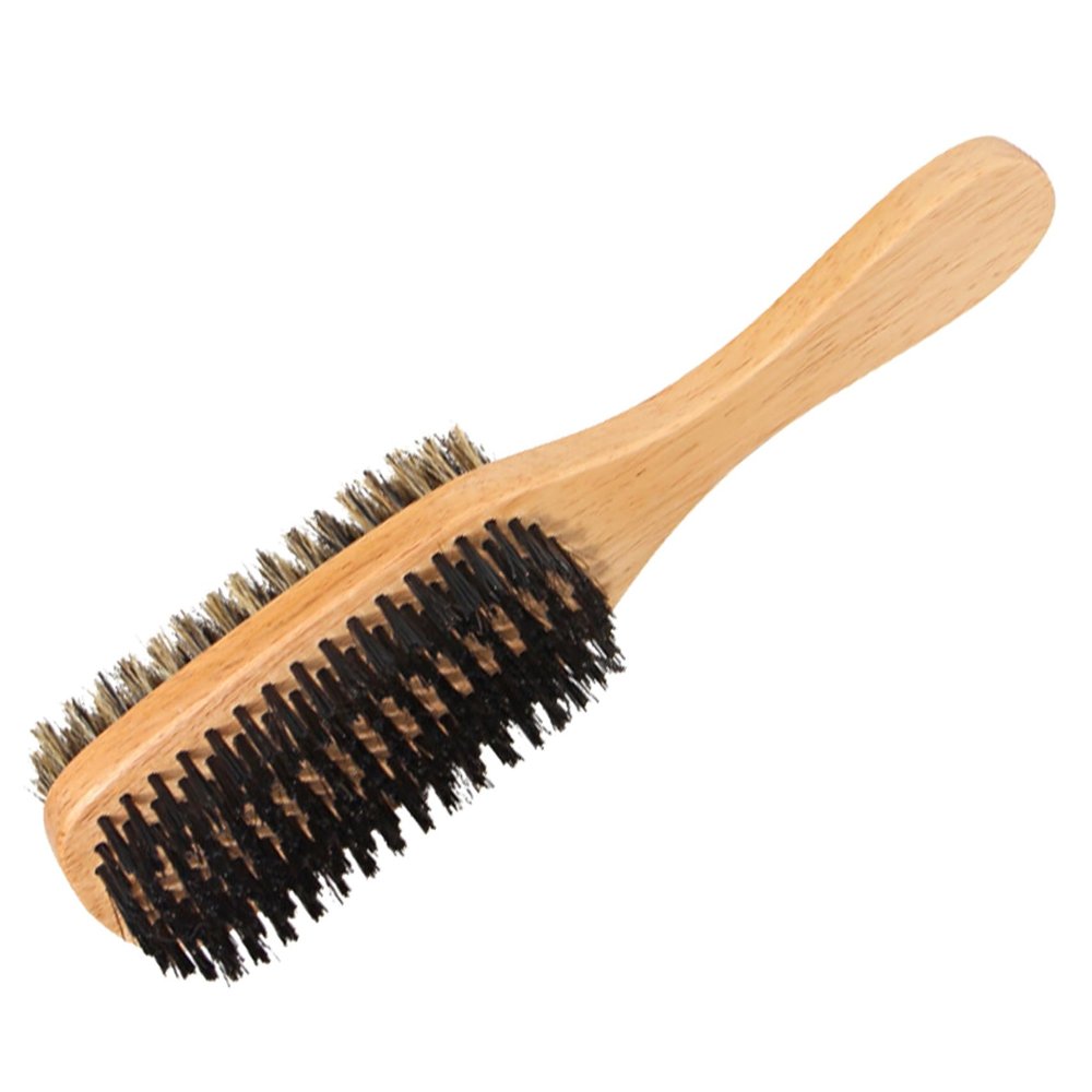 BIUDECO 1pc Double-sided Beard Brush Natural Boar Bristles Handle for Grooming and Exfoliating Facial Hair for Men s Beard Care and Travel