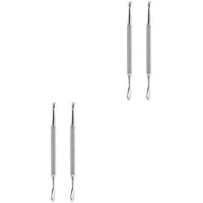 BIUDECO 4pcs Stainless Steel Cuticle Remover Professional Grade Nail Art Tool for Dead Skin Removal and Cuticle Trimming Silver Design for Home Salon Use
