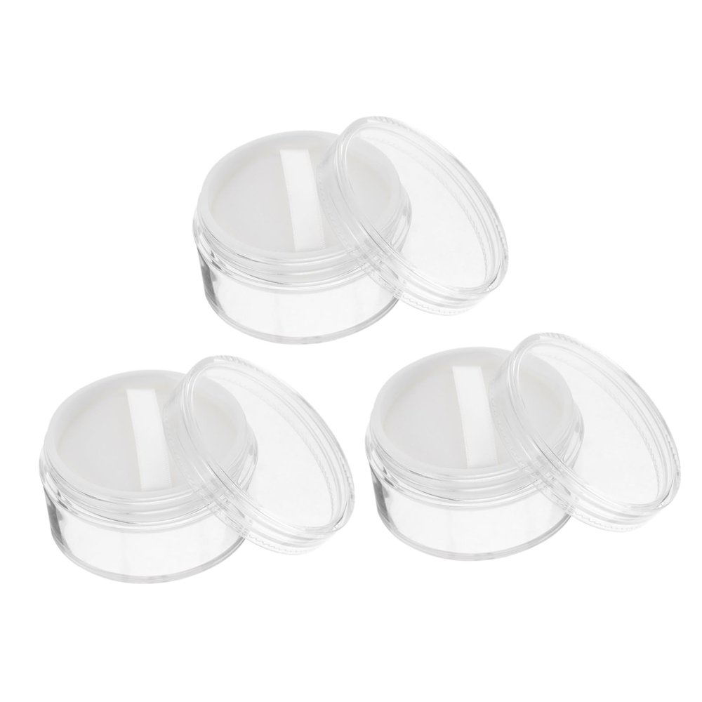 HAPINARY Leakproof Makeup Powder Case Set 3pcs Mini Powder Boxes with Puff 50g Capacity for Travel Daily Use