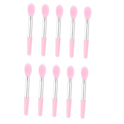 HAPINARY 10pcs Silicone Lip Brush for Makeup Eyeshadow Applicator Tool Pink Makeup Brushes Travel Eyeshadow Sequin Applicator