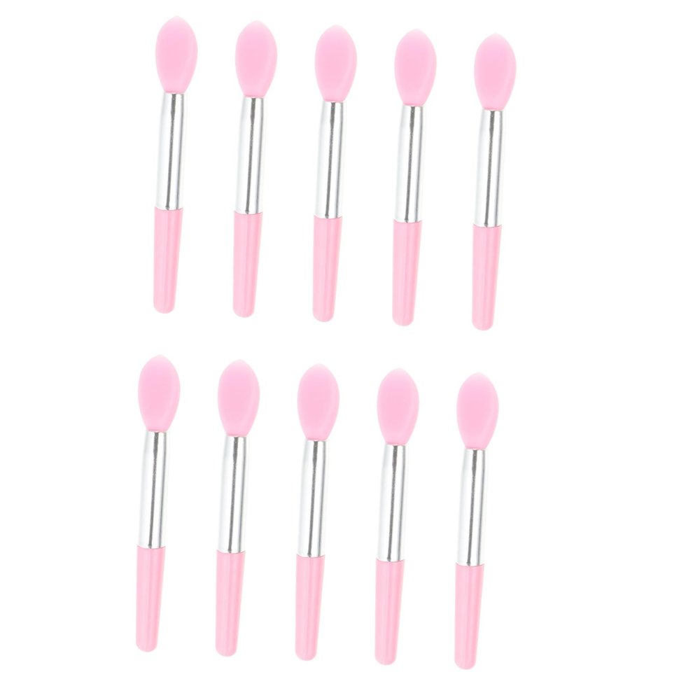 HAPINARY 10pcs Silicone Lip Brush for Makeup Eyeshadow Applicator Tool Pink Makeup Brushes Travel Eyeshadow Sequin Applicator