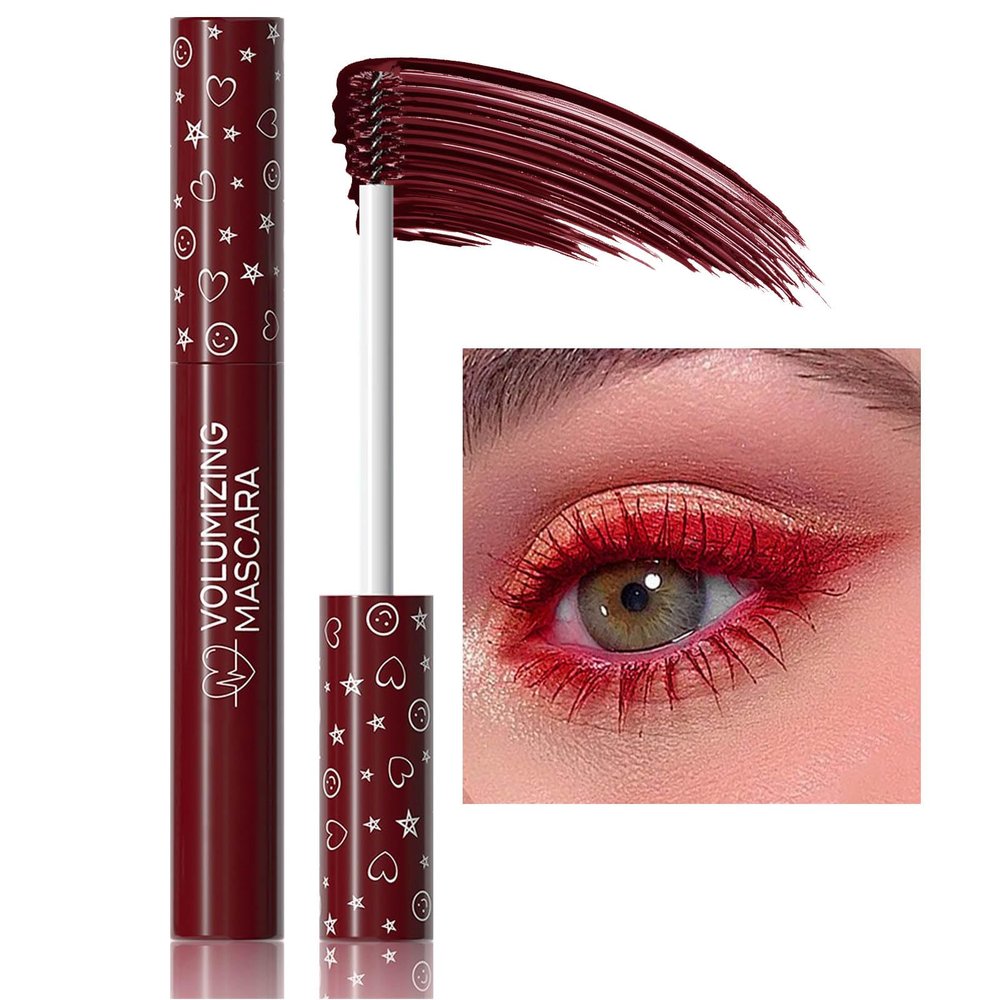 Burgundy Eyelash Mascara Volumizing Lengthening Hypoallergenic Mascara Longwear and Smudge Resistant Liquid Lash Extensions Curling Defining Clump & Flake Free (05#)