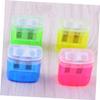 WHAMVOX 12pcs Dual Hole Manual Plastic Pencil Sharpener Lid Random Colors for School Office and Classroom Supplies view 2