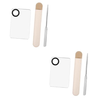 BIUDECO 2sets Stainless Steel Makeup Spatula and Mixing Tool for Foundation Dual- Design for Nail Art and Cosmetic Applications and Easy to Clean for Salons and Professionals