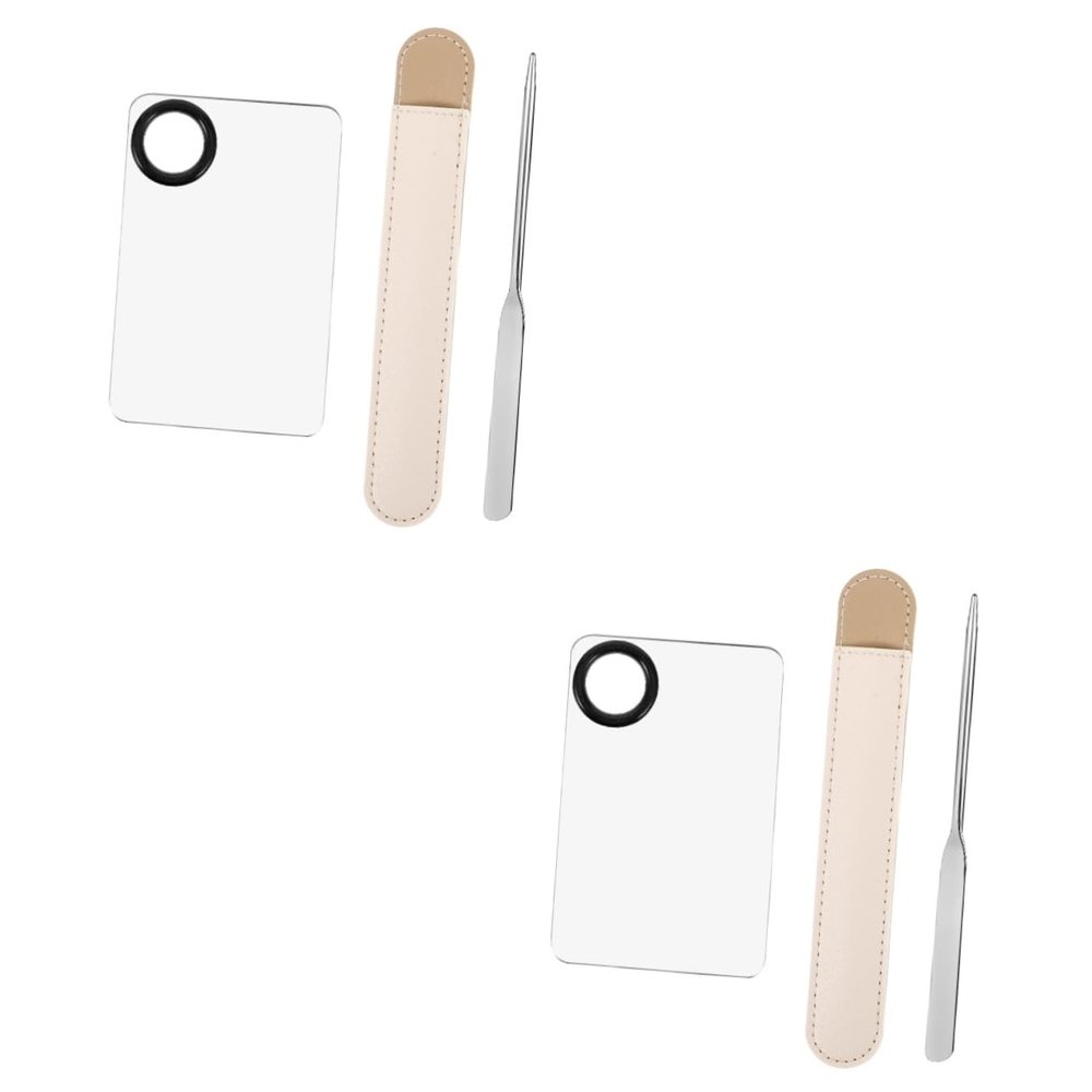 BIUDECO 2sets Stainless Steel Makeup Spatula and Mixing Tool for Foundation Dual- Design for Nail Art and Cosmetic Applications and Easy to Clean for Salons and Professionals
