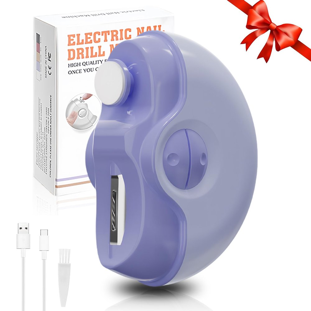 2 in 1 Electric Nail Clipper and Polisher - 2-Speed USB Rechargeable Safety Nail Trimmer for Kids, Adults, Elderly (Style#1 - Purple)