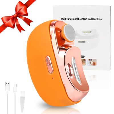 2 in 1 Electric Nail Clipper, Electric Polishing Toenail Clipper, 2-Speed Electric Nail Trimmer, USB Rechargeable Safety Electric Nail Clippers for Kids, Adults, Elderly (Style#2 - Orange)