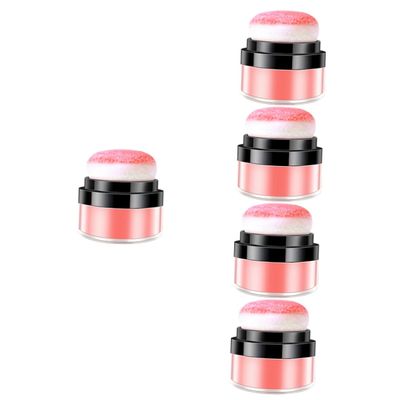 WOONEKY 5pcs Women Loose Powder Blush for Natural Makeup Airy Blush Powder Puff for Effortless Moisturizing Silky Finish Coral Red for Skin Types