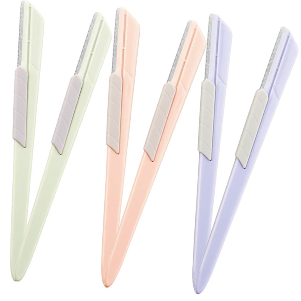 Gogogmee 6pcs Eyebrow Razor Sliding Cover Stainless Steel Facial Hair Shaver for Women Portable Eyebrow Trimmer for Precise Grooming and Easy Travel