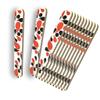 12pc White Orange/Black Fashion Print Dual-Sided Nail Medium & Fine Grit File Emery Board Cushioned Easy Grip Comfort Filing Smoothing Finishing All Nails 5 Travel Size TSA Approved view 1