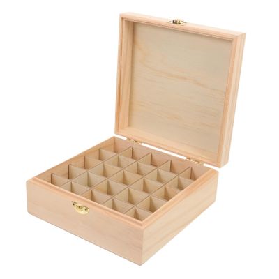 ABOOFAN 25grids Essential Oil Storage Box Multi-grid Wooden Organizer for Bottles and Stable Design for Aromatherapy Essential Oil Lovers