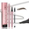 3D Waterproof Microblading Eyebrow Pen with 4 Fork Tip,QIC Eyebrow 4 Tip Brow Pencil,Long-Lasting Natural Eyebrow Hair,Magic Eyebrow Pencil Eyebrow Brush (Black brown) view 1