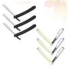 FOYTOKI 6pcs Vintage Manual Beard Shaver Holder Safe Barber Razor Tool for Hair and Eyebrow Grooming White Black No Cutting Blades Included view 2