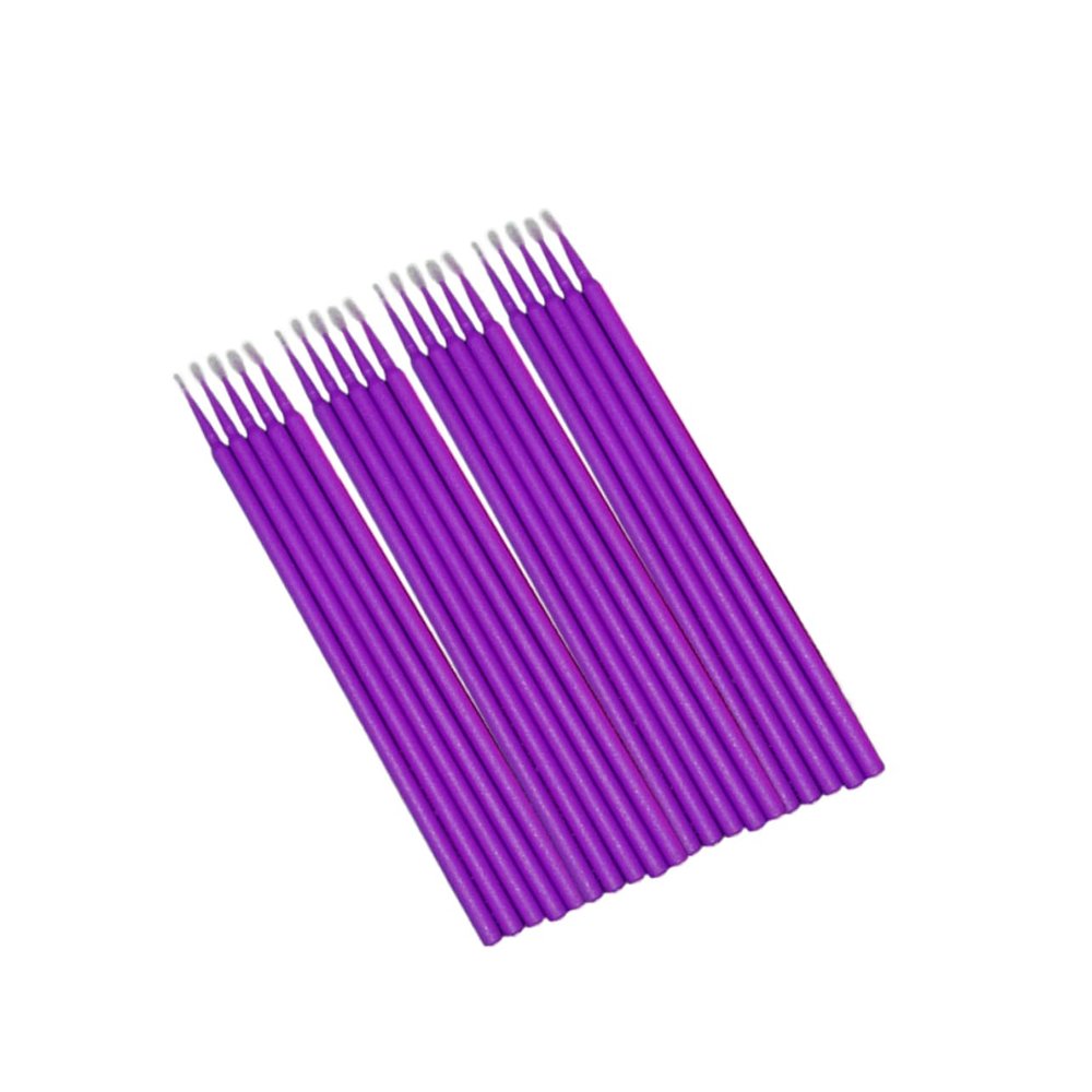 FOYTOKI 100pcs Micro Brush Applicators for Eyelash Extensions Disposable Makeup Removal Cotton Swabs Non-linting Microfiber Eyelash Applicator Brushes for Nail Art Dark