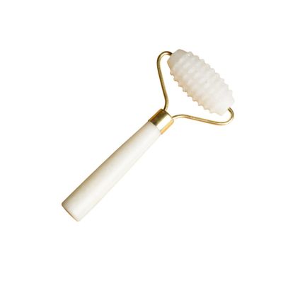 FOYTOKI Ergonomic Metal Pole Jade Face Roller Portable Facial Massage Tool for Thin Face