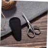 FOYTOKI 1set Portable Beard Scissors Precision Beard Trimming Shears Pu Cover for Home Salon Barber Use Design for Easy Grooming and Maintenance Black Silver view 3