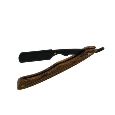 FOYTOKI Men Barber Steel Razor Manual Shaving Tool Wooden Handle Safe for Beard Sideburns Fine Hair Portable Folding Razor for Home Travel