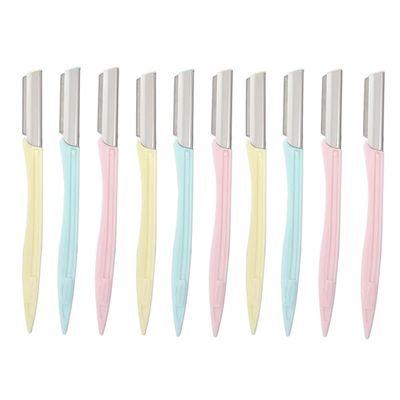 FOYTOKI 10pcs Eyebrow Razor Set Portable Shaper Trimmer for Women Ergonomic Design Protective Cover for Safe Travel Eyebrow Cutter Tools