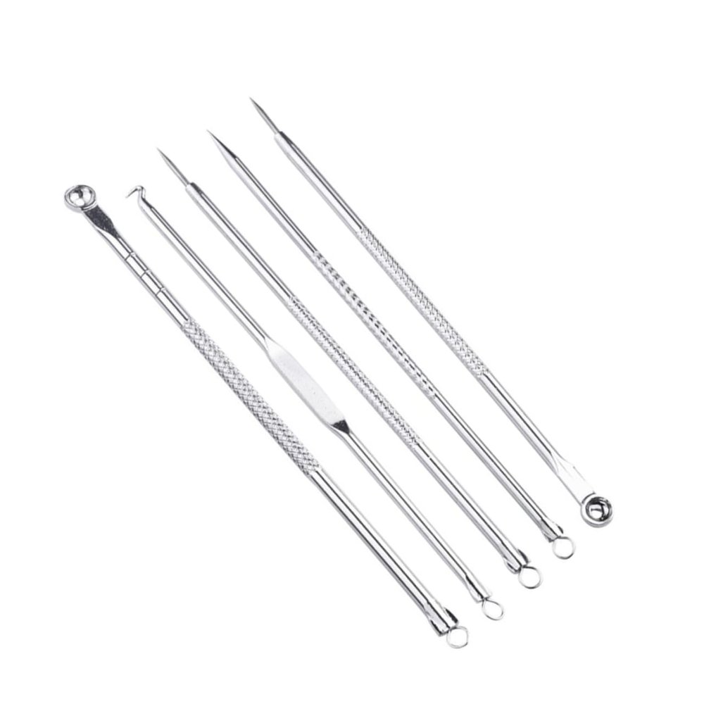 FOYTOKI Blackhead Extraction Tool with Storage Case Silver Acne Needles for Facial Cleansing for All Skin Types Includes Mirror for Easy Use