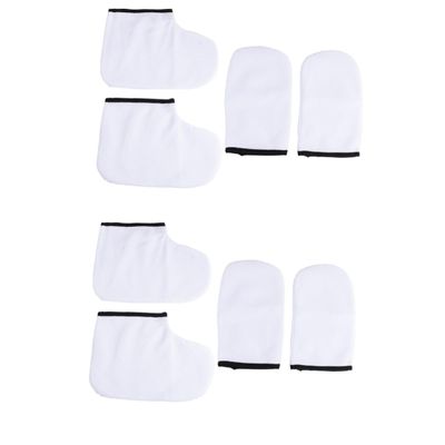 WOONEKY 8pcs Paraffin Wax Gloves and Mitts for Hand and Feet Care Soft for Heat Preservation for Spa Beauty Salons and Home Use