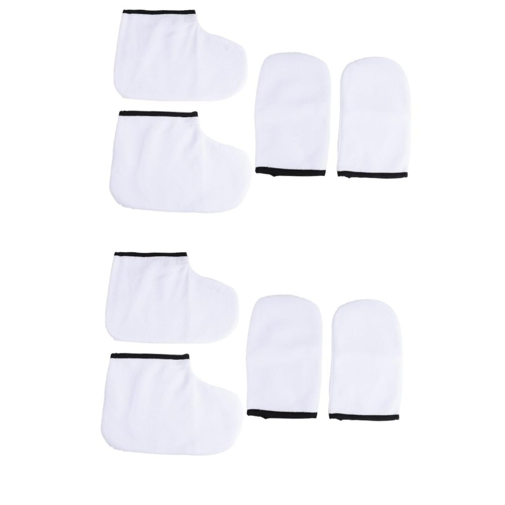 WOONEKY 8pcs Paraffin Wax Gloves and Mitts for Hand and Feet Care Soft for Heat Preservation for Spa Beauty Salons and Home Use