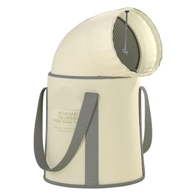 Bieqiair Foot Soaking Bath Bucket Foot Bath Portable Travel Thermal Insulation Multifunctional Foldable Foot Soaking Bucket with Handle(Beige)