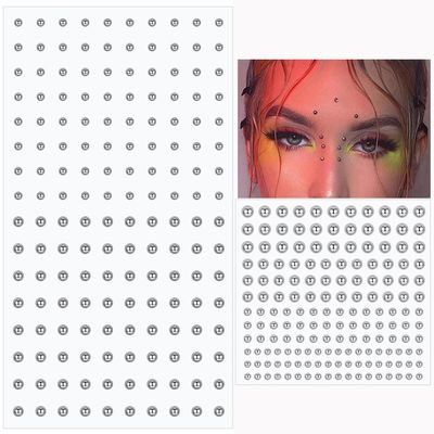 HONGCAUP 2 Sheets Fake Lip Nail Fake Nose Nail Fake Lip Ring Fake Lip Piercing Fake Piercing Ball Fake Belly Button Nail, Self-Adhesive Fake Lip Piercing Gemstone Stickers Silver