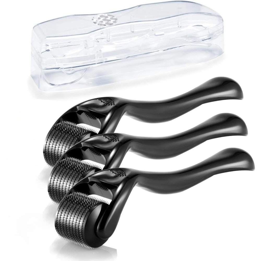 Boolavard Derma Roller Microneedle Roller for Face with 3 Different Size(0.2mm, 0.25mm, 0.3mm) Beard Roller, Hair Face Skin Micro Needle Face Roller Scalp Roller