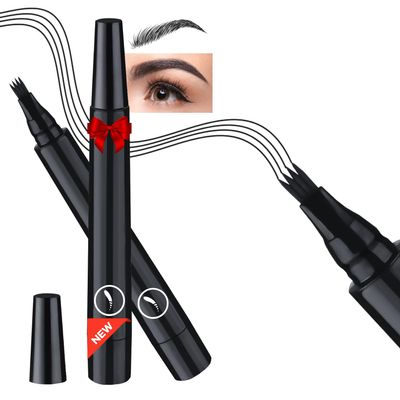 2025 New Magic Eyebrow Pencil, 3D Waterproof Microblading Eyebrow Pencil Contouring Pen for Perfect Brows, Get Natural, Fine Strokes with the 4-Tip Precise Brow Pen (A1 - Black)
