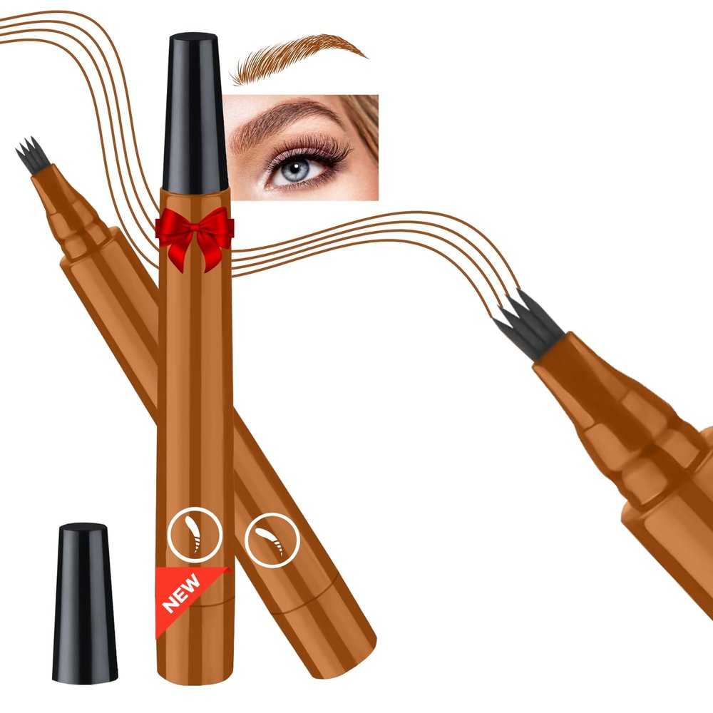 2025 New Magic Eyebrow Pencil, 3D Waterproof Microblading Eyebrow Pencil Contouring Pen for Perfect Brows, Get Natural, Fine Strokes with the 4-Tip Precise Brow Pen (A4 - Light Brown)