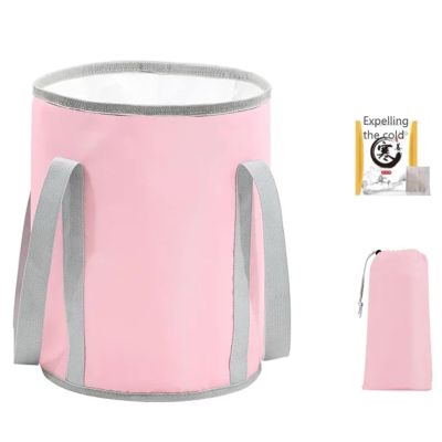 Bieqiair Foldable Basin Travel Camping Washbasin Bucket Fishing Folding Basin Foot Bath Sink Foot Soak Bag Multifunctional Bucket(Pink lidless)