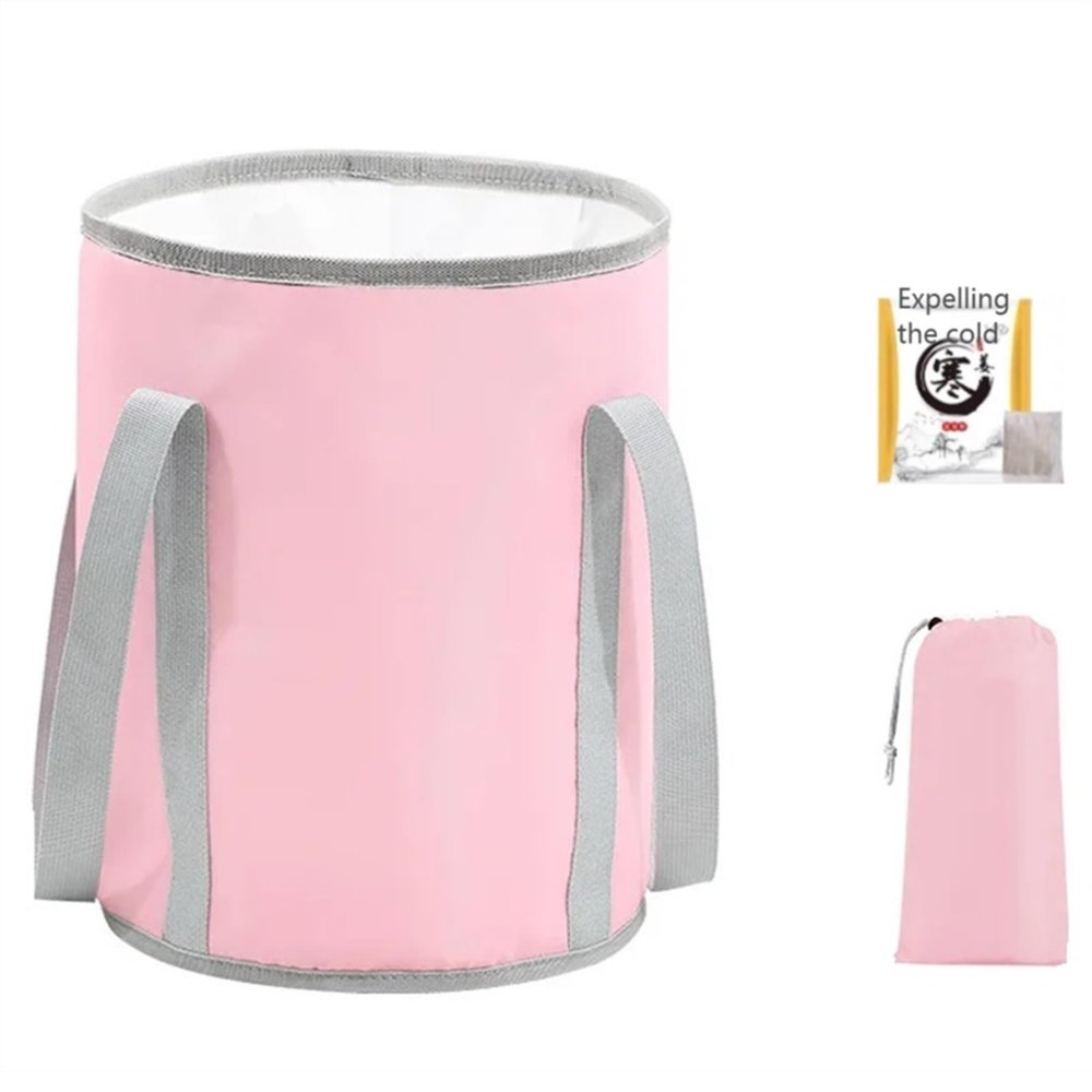 Bieqiair Foldable Basin Travel Camping Washbasin Bucket Fishing Folding Basin Foot Bath Sink Foot Soak Bag Multifunctional Bucket(Pink lidless)
