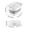 Bieqiair Foldable Foot Bath Massage Bucket with Lid Portable Basin Foot Soaking Bath Bucket Household Pedicure Bathtub with Phone Holder view 2