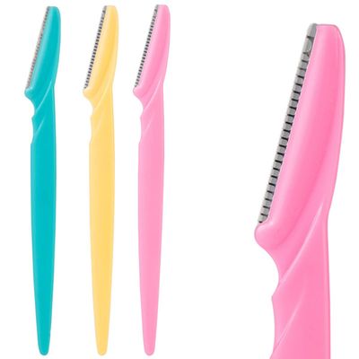 TOVINANNA 24pcs Stainless Steel Eyebrow Scraper Portable Facial Hair Trimmer Professional Beauty Tool Stylish Grooming Kit Random Color
