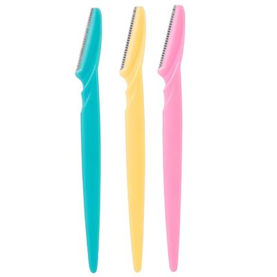 FRCOLOR 24pcs Stainless Steel Eyebrow Scraper Portable Plastic Facial Hair Trimmer Stylish Shaver Beauty Tool Random