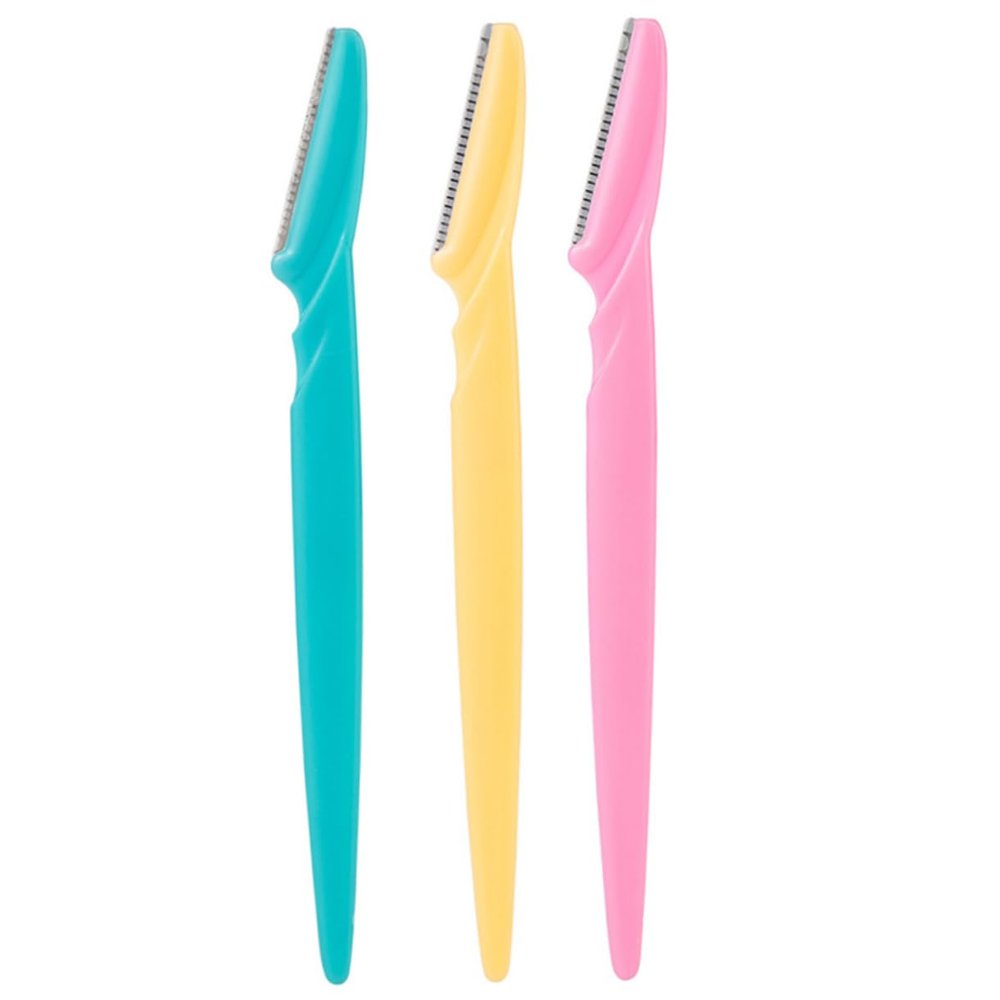 FRCOLOR 24pcs Stainless Steel Eyebrow Scraper Portable Plastic Facial Hair Trimmer Stylish Shaver Beauty Tool Random