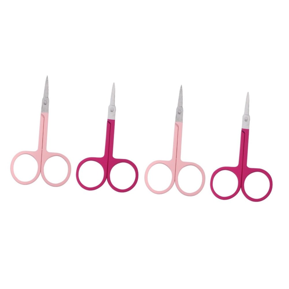 Baluue 4pcs Stainless Steel Eyebrow Scissors and Trimmers for Precise Eyebrow Grooming Comfortable Grip Handle Beauty Tool for Eyelash and Brow Makeup