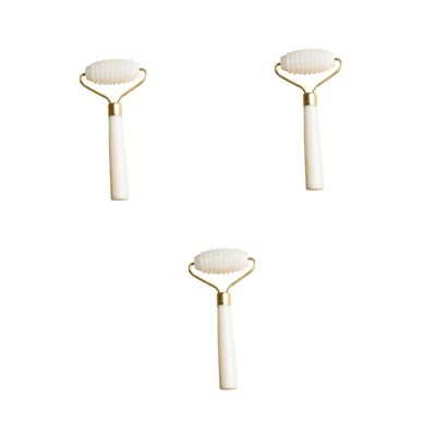 FOMIYES 3 Pcs Single Head Jade Roller Facial Massage Tool Face Shaping Massager Alloy Handle Portable