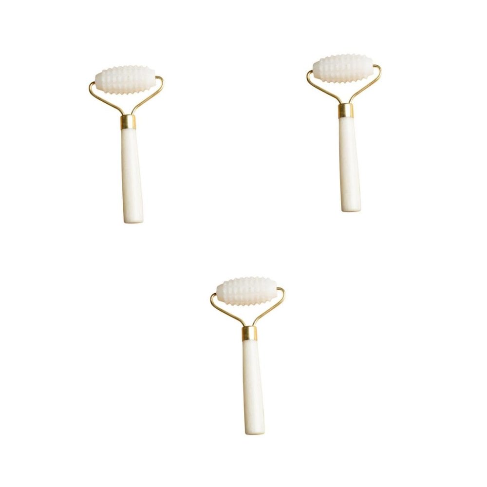 FOMIYES 3 Pcs Single Head Jade Roller Facial Massage Tool Face Shaping Massager Alloy Handle Portable