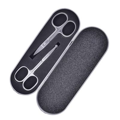 FRCOLOR 2pcs Stainless Steel Eyebrow Trimmer for Men Nose Hair Scissors Safety Hair Trimmer Kit Precision Blades