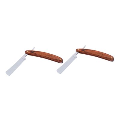 NOLITOY 2pcs Razor Men Shaving Tool Vintage Style Double Edge Razor Blade Wood Handle Safe